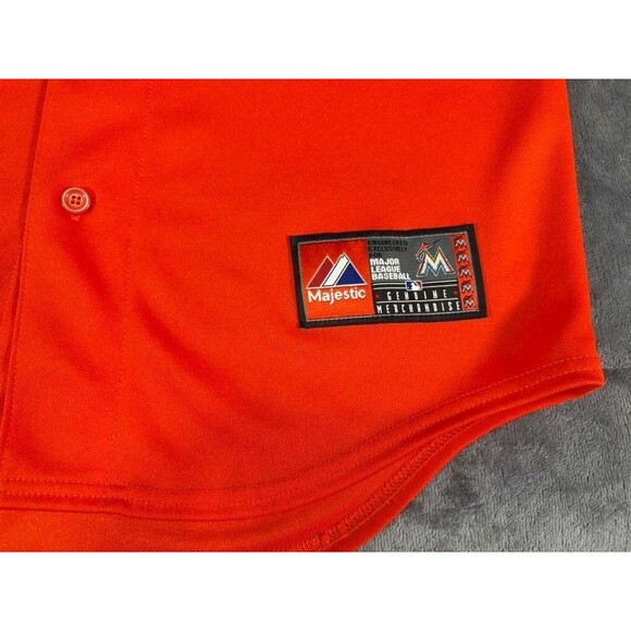 Miami Marlins Jersey Mens Medium Orange MLB Baseball Giancarlo Stanton Majestic - Picture 3 of 15